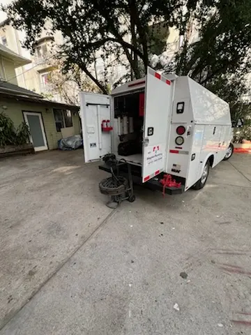 Magnet Plumbing service vehicle on-site for Slab Leak Repair in Long Beach